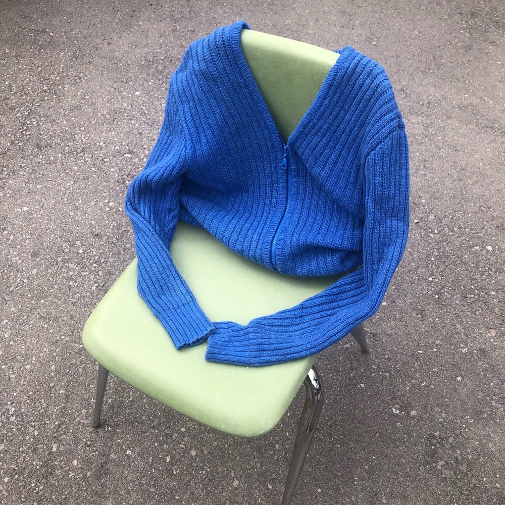 Pure wool zipper cardigan